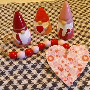 Target gnomes pink holiday farmhouse rustic tiered tray wood beads SET